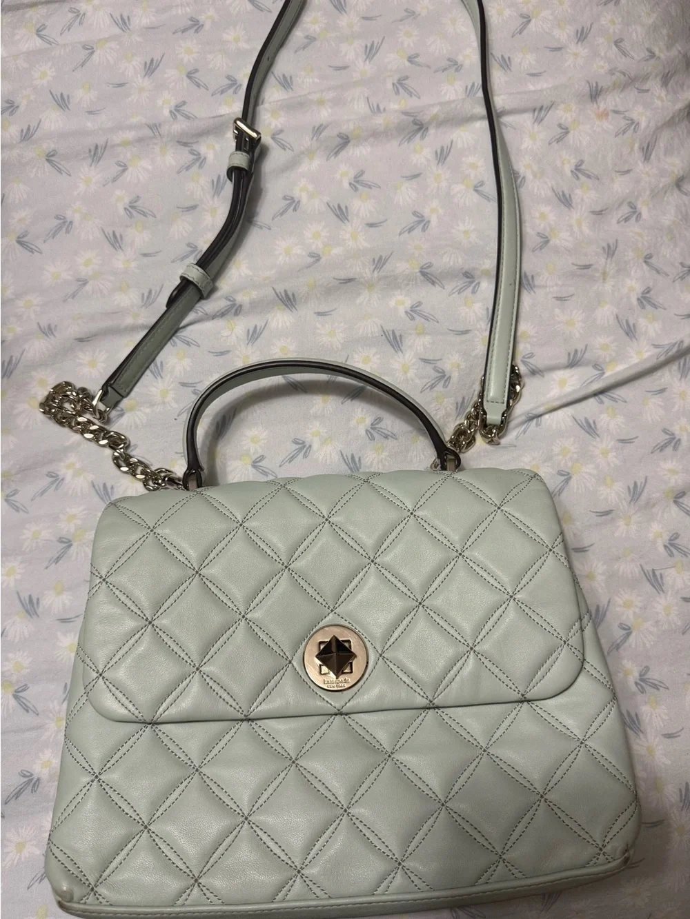 Kate Spade Quilted Crossbody Top-Handle Bag in Light Mint with Wallet